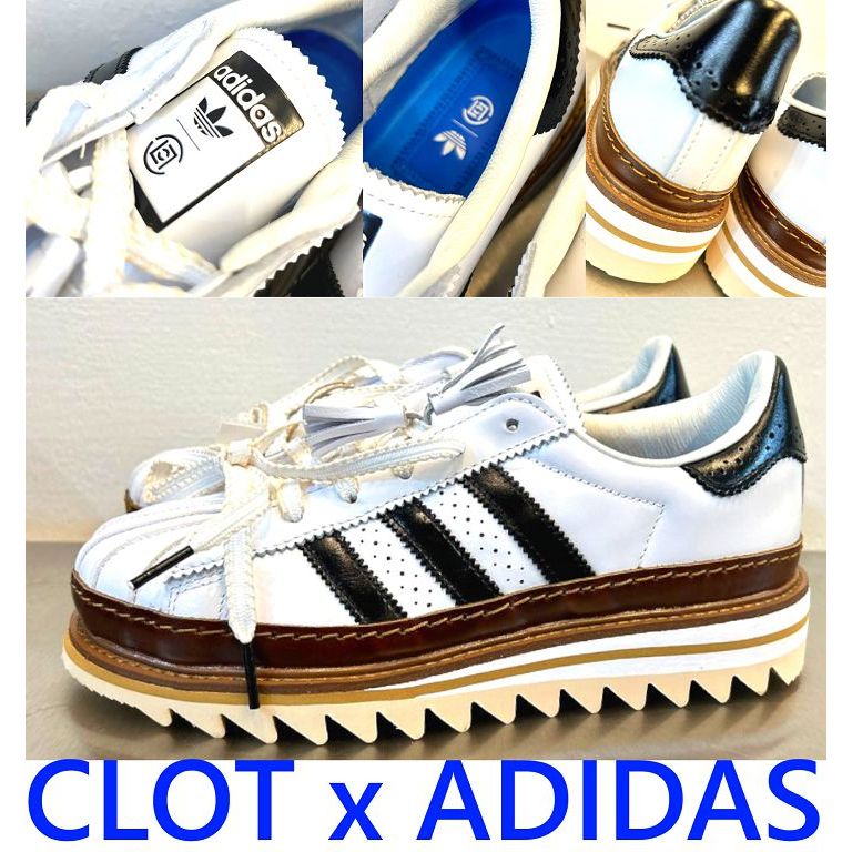 BLACK全新CLOT x ADIDAS雕花靴SUPERSTAR陳冠希EDISON CHEN-91復古貝殼鞋