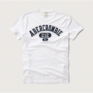 Abercrombie&Fitch 白色 男生短袖T恤 A&F AF logo 圓領 貼布款