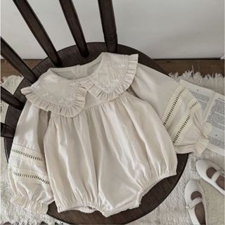 刺繡娃領袖簍空爬服-【現貨+預購】ins四季韓版新款女寶寶女嬰可愛刺繡娃娃領袖簍空爬服包屁裙長袖連衣裙