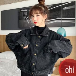 【ohi】復古港風女外套 寬鬆長袖牛仔外套 短款POLO領 休閒百搭 女外套(XGCH5)