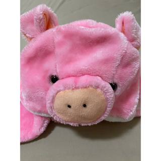 (二手帽）毛茸茸粉紅小豬頭飾/帽/圍巾