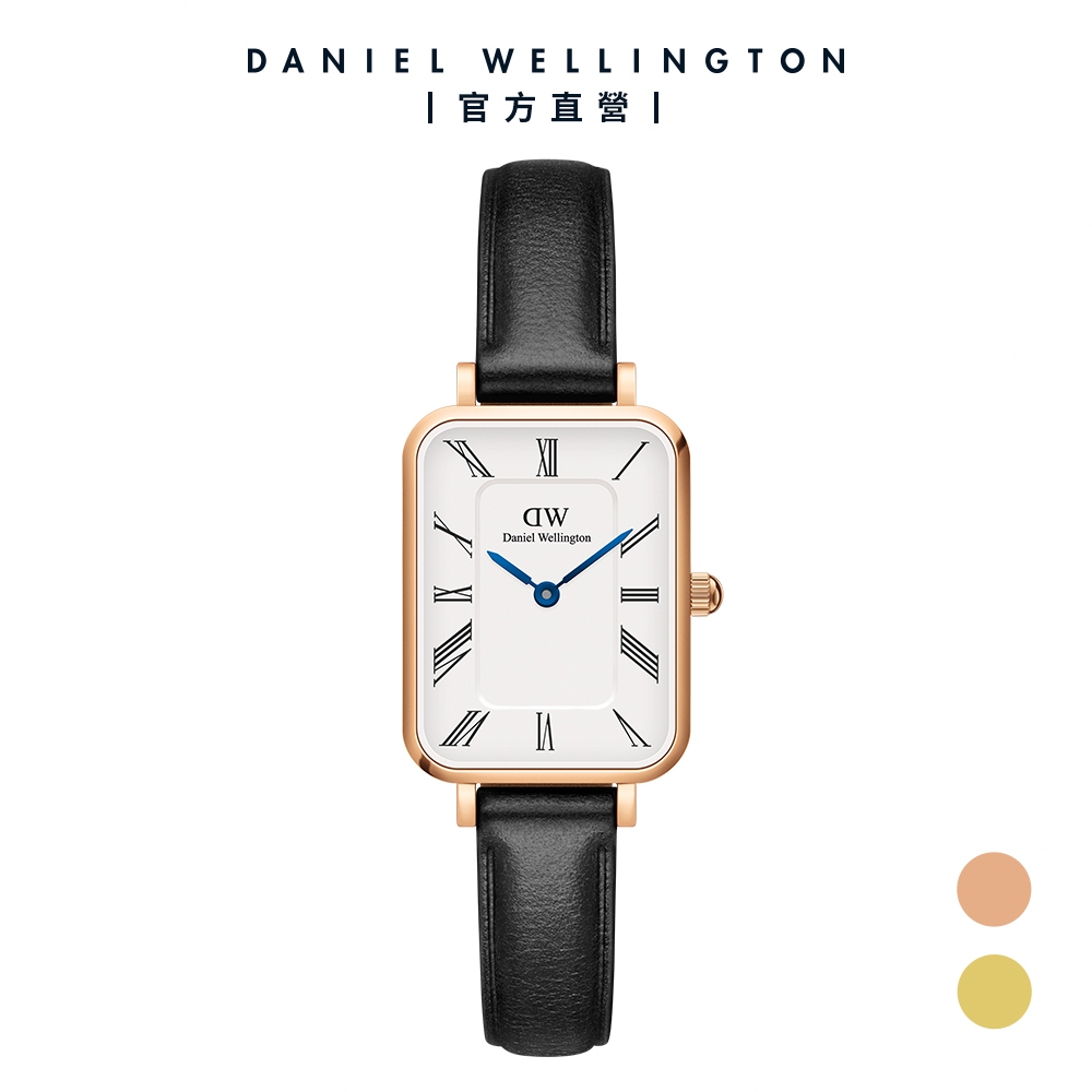 【Daniel Wellington】DW QUADRO Roman 20x26mm 小藍針系列皮革小方錶-兩色任選