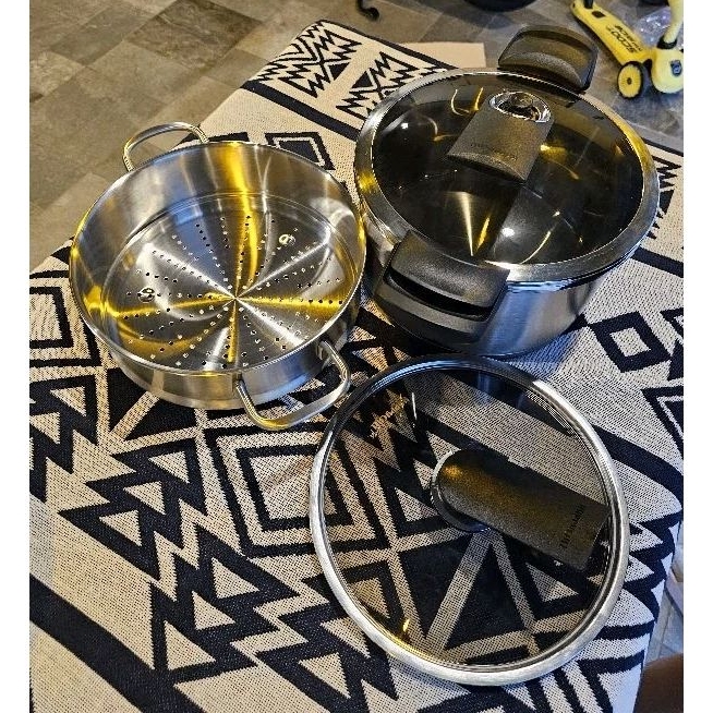 韓國HAPPYCALL 不鏽鋼真空鍋24cm 蒸籠+直立鍋蓋 4件組壓力鍋子 全台最便宜全新未使用 廚房餐廳居家使用
