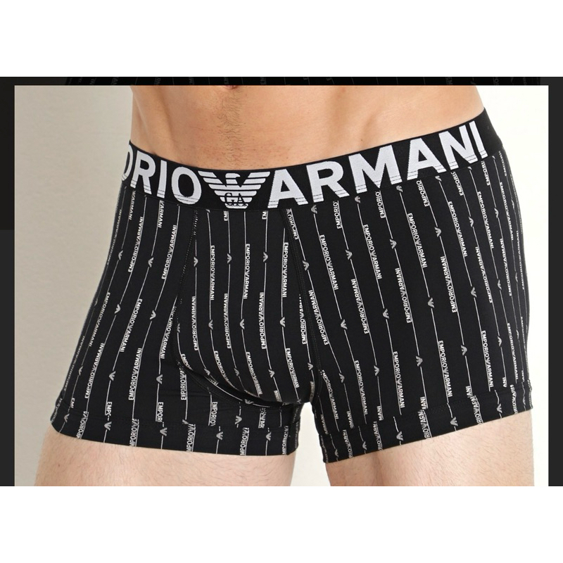 Emporio Armani 黑色四角褲M(共兩款/全黑或黑印字）