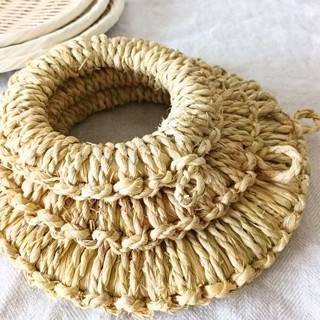 日本製 佐渡島產 天然草 手工編織 鍋敷 隔熱墊 鍋墊 14cm 18cm 24cm 3款