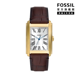 【FOSSIL 官方旗艦館】Carraway 雅仕知性羅馬數字手錶 棕色真皮錶帶 30MM FS6011