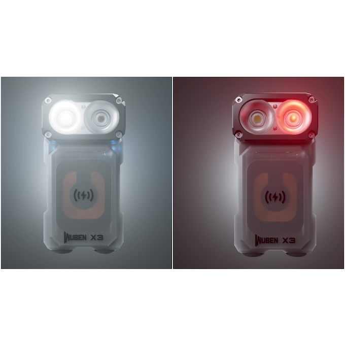 WUBEN X3 Owl 700流明 貓頭鷹 轉角手電筒 升級版Pro-白色手電筒+黑色鋁質充電盒 紅白夜光磁吸無線充電