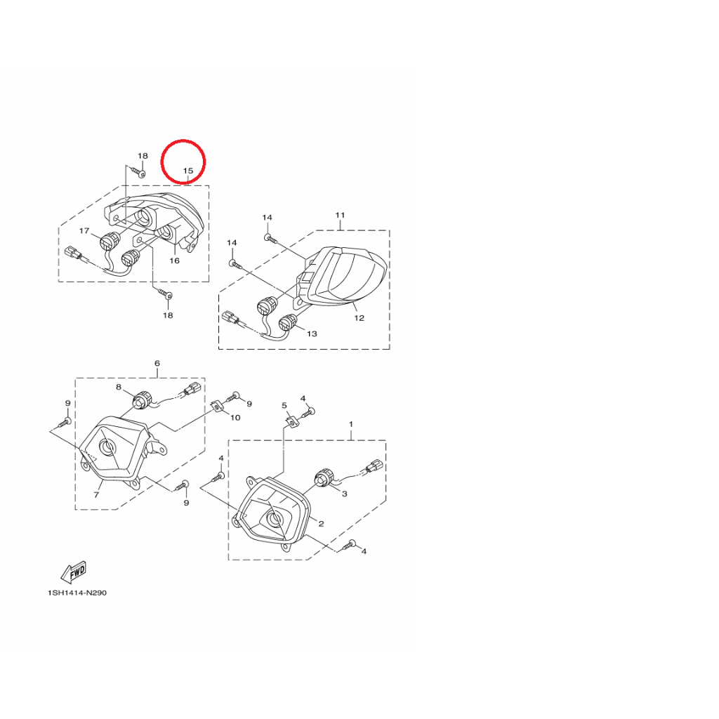 YAMAHA 原廠 CUXI 115 五期 右後方向燈 後方向燈總成2 包含燈泡與泡座 料號：1SH-H3340-01