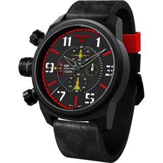 elegantsis Army 叢林戰鬥強悍三眼計時腕錶-黑x紅/48mm ELJF48-OR02LC