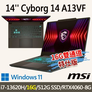msi微星 Cyborg 14 A13VF-026TW 14吋 電競筆電-16G雙通道特仕版