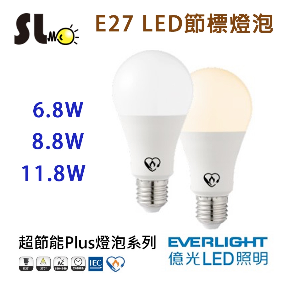 ღ勝利燈飾ღ 億光LED E27 6.8W / 8.8W /11.8W 超節能plus燈泡 全電壓