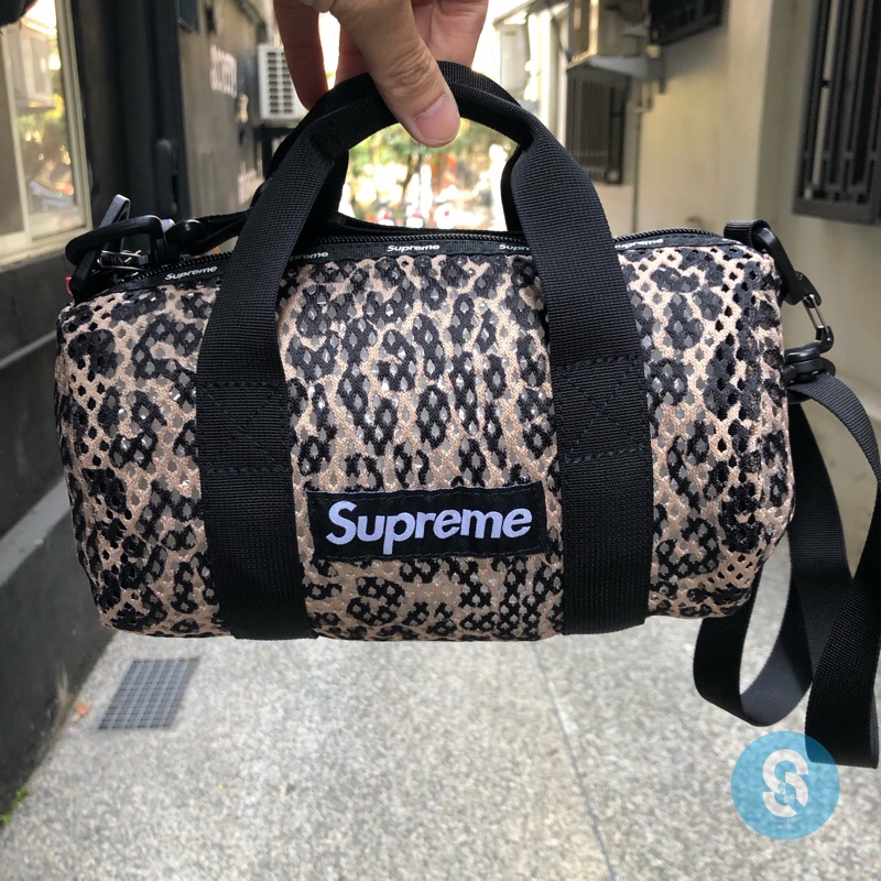 SUPREME SS23 MESH MINI DUFFLE BAG 網布圓桶包3L  迷你小側包 側背包 豹紋 側背