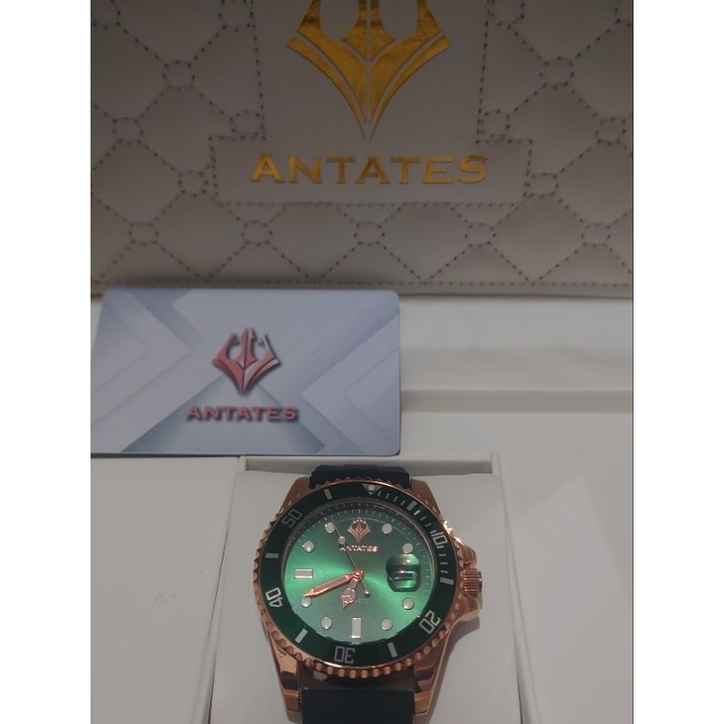 （找仿品請離開）ANTATES 經典綠水鬼黑矽膠錶帶石英款 僅此一只