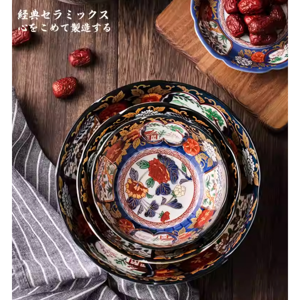 日本開運小物 吾山窯x金彩牡丹 陶瓷碗 餐碗 飯碗 碗 日本餐碗 日式碗 美濃燒 宮廷復古 青花彩繪 高貴餐碗 碗盤