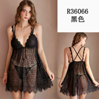 《 蕾妮塔塔R36066 》 柔軟細緻性感網紗小洋裝睡衣贈性感丁字褲