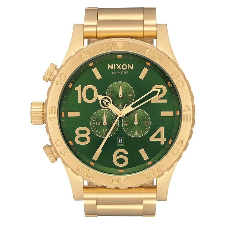 NIXON A083-3416《51-30 Chrono 超大錶徑系列》防水300米/51mm/金綠【第一鐘錶】