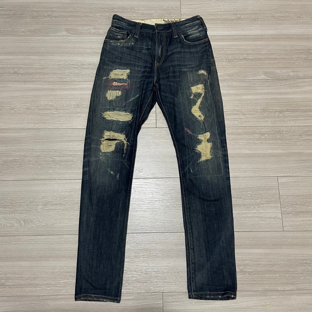 LEVI'S LEVIS LH523-0030 W28 L32 木村代言大破壞潑漆低腰窄版牛仔褲 501 502 504