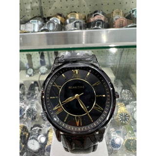 【金台鐘錶】RELAX TIME 經典學院風格腕錶 皮錶帶 -黑x金時標 36mm (RT-58-8L)