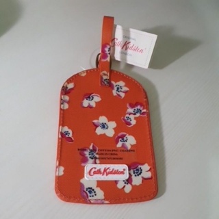 英國 Cath Kidston 防水證件套 旅遊 行李吊牌 掛卡牌 橘底花