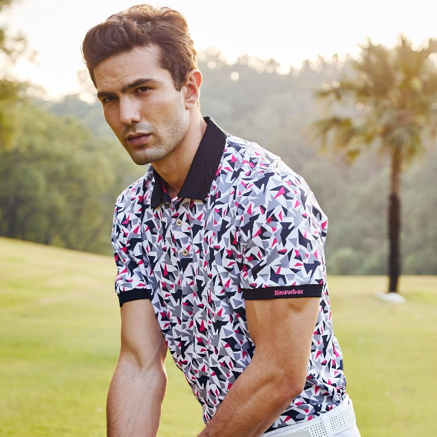 Snowbee Golf 夏威夷風短袖Polo衫(透吸濕排汗 翻領上衣 男士高爾夫球衣 健身 爬山 戶外運動 高球網球)