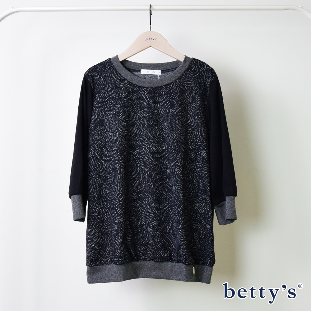 betty’s貝蒂思(15)滿版點點圓領七分袖上衣(黑色)