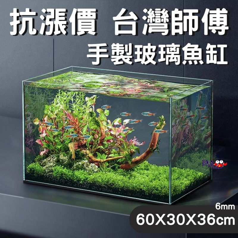 蝦兵蟹將【抗漲價】台灣師傅手製玻璃魚缸(60X30X36cm)【一個】玻璃缸 魚缸 水草缸 寵物缸 養魚缸 強化玻璃