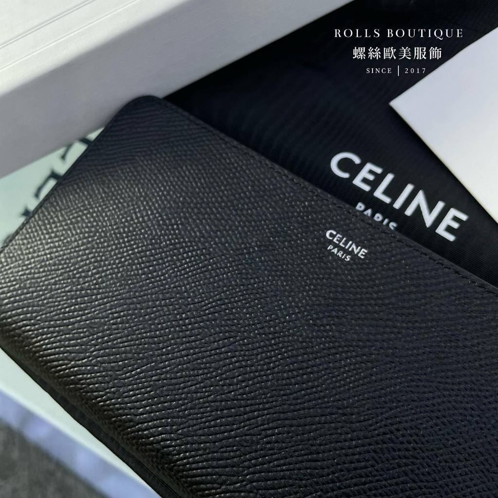 【螺絲服飾】正品 /現貨 CELINE 最新款皮革logo長夾