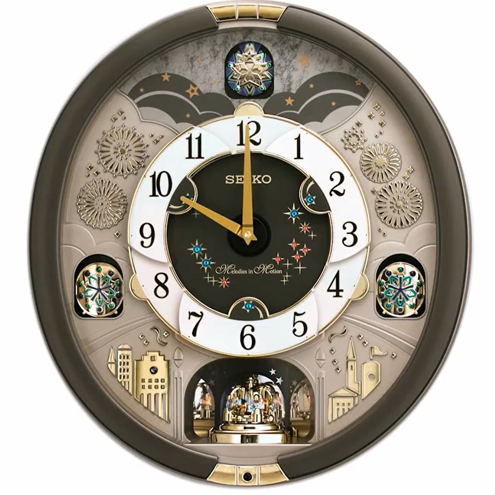 《精準鐘錶》日本 精工 SEIKO 光控音樂報時 水晶旋轉擺飾 時鐘 掛鐘 QXM385 QXM385N