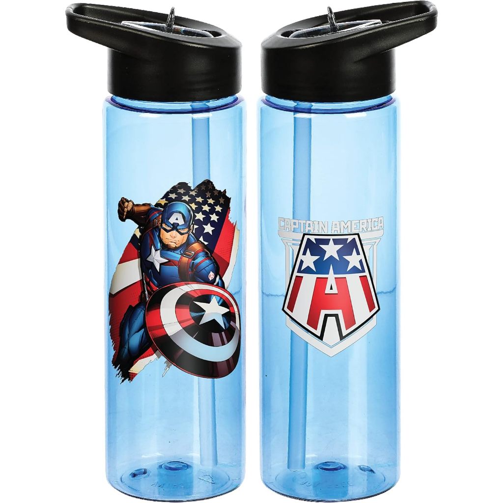 預購709ml👍正版空運👍美國Bioworld Captain America 美國隊長 水壺 吸管水壺 塑膠兒童水壺