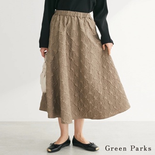 Green Parks 優雅立體壓花圖案側褶喇叭裙(6P41L0L0800)