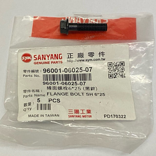 SYM 三陽原廠 (單顆價) 96001-06025-07 螺絲 M6*25 螺絲