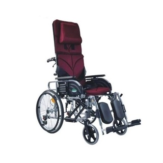 海夫頤辰醫療 機械式輪椅未滅菌 20吋輪椅B款附加A+B功能 鋁合金/拆手拆腳/仰躺功能 深紅深藍(YC-800)
