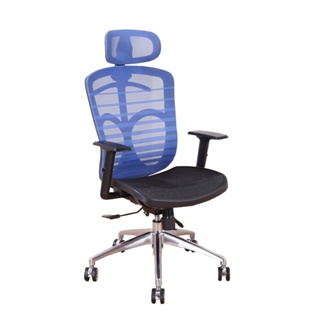 《DFhouse》肯尼斯電腦辦公椅(鋁合金椅腳) -藍色 電腦椅 書桌椅 人體工學椅