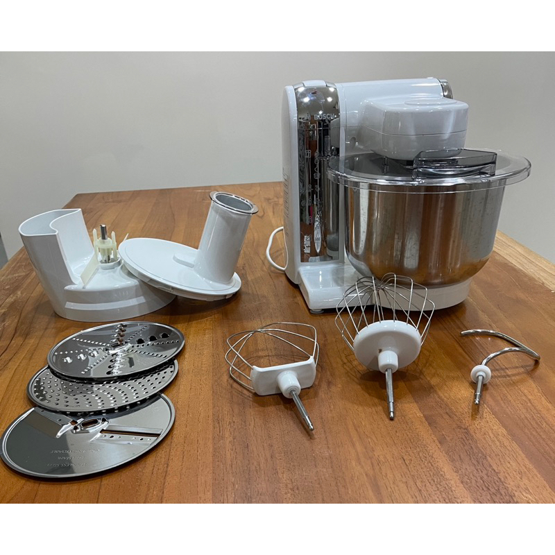 BOSCH多功能萬用廚師機MUM4415TW加贈專用切菜調理組(二手白色) 食物調理機 抬頭式攪拌機