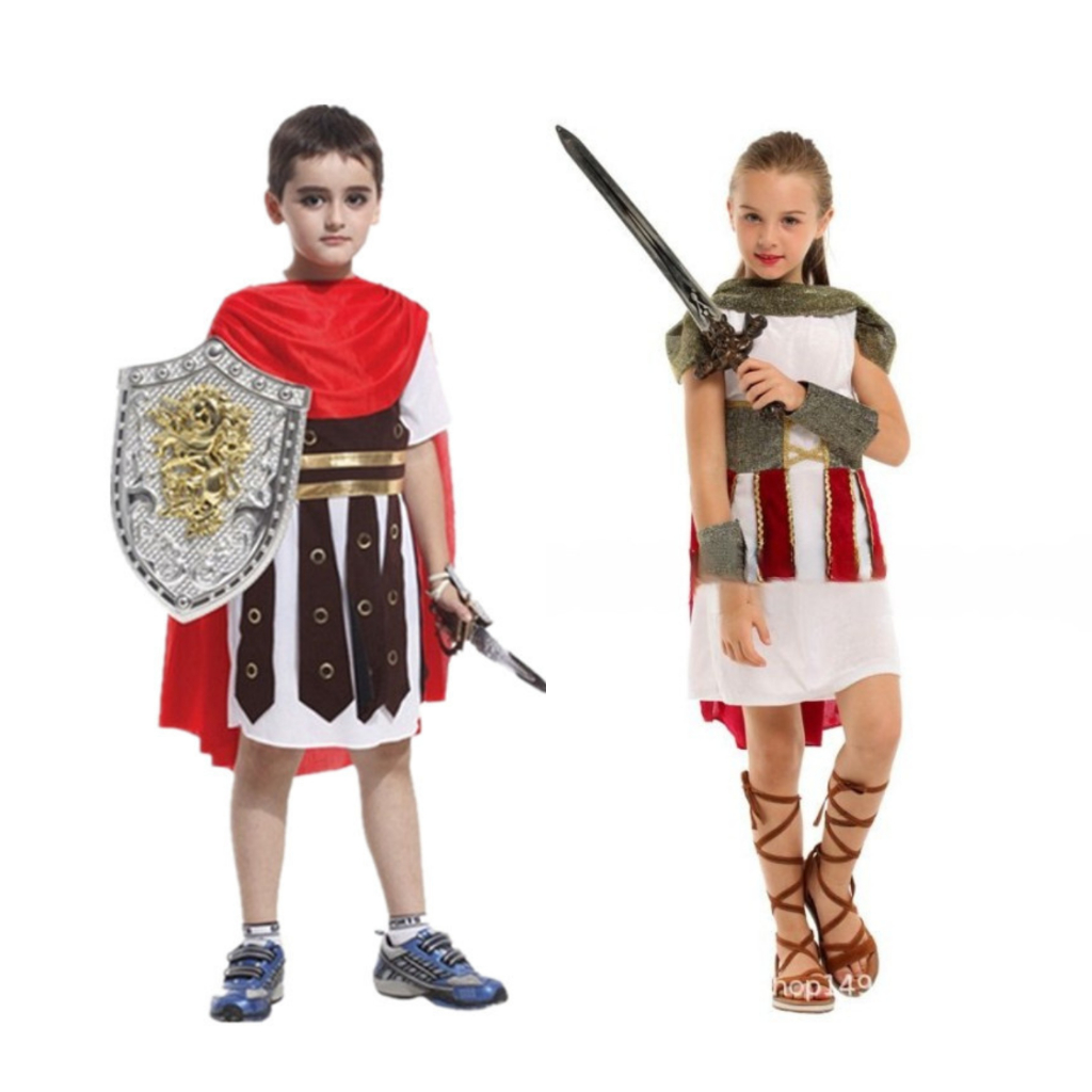 古羅馬戰士-兒童版 現貨發票 WULA烏拉 女戰士衣服 古羅馬女戰士 男戰士衣服 戰士服飾 羅馬服飾 小孩羅馬服飾 盾牌