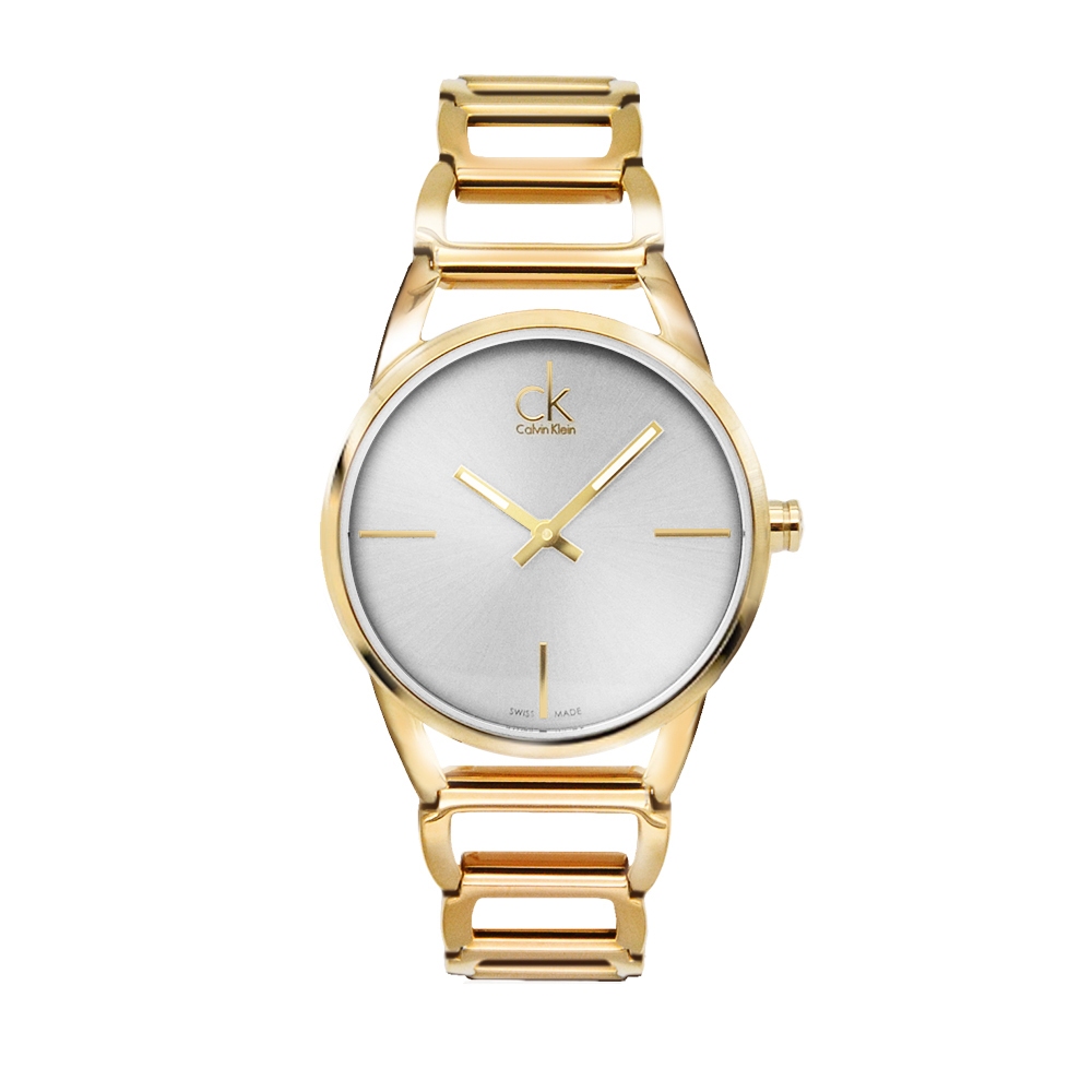 【For You】當天寄出 I Calvin Klein - 金殼 白面 簡約簍空鏈帶手錶 女錶  K3G23526