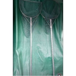 不繡綱撈網，魚塭專用網雙框直徑50公分桿5尺長.網目5元銅板大、可撈魚蝦