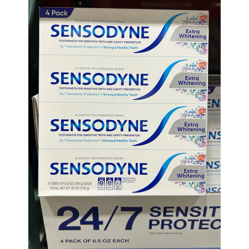 Costco好市多 SENSODYNE 舒酸定長效抗敏牙膏 極致亮白配方 184公克 X 4入 toothpaste