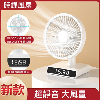 低噪音．四段風力】智慧數顯LED Type-C小風扇可充電 桌面迷你家用辦公室 靜音迴圈電風扇 小風扇 AC風扇