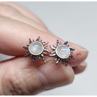 藍月光石耳環 耳針 925銀針 天然❤晶寶水晶#K069