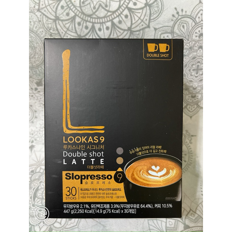 品名：Lookas9 雙倍咖啡拿鐵每盒447公克（14.9公克*30）