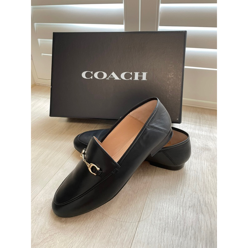 COACH 正品全新真皮樂福鞋 /2穿/踩腳鞋HALEY LEATHER LOAFER