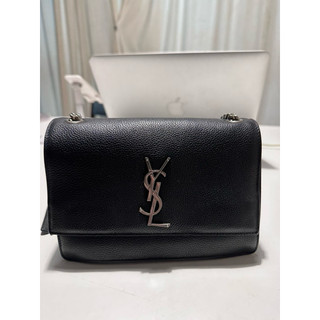 YSL sunset soft 黑銀鍊包，購於微風