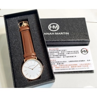 【HANNAH MARTIN】金屬刻度設計感皮革錶帶腕錶36mm