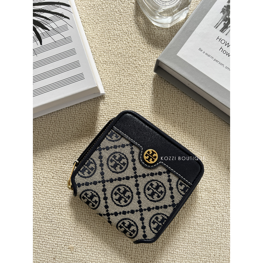 現 Tory burch t monogram 老花 深藍 零錢包 卡包 card case wallet tb 短夾