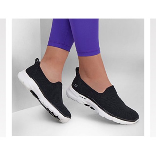 全新正品 黑白SKECHERS GO WALK 6 （US9)女休閒鞋 女健走鞋 懶人鞋