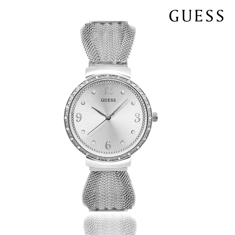 GUESS  手錶 | 經典水鑽 蝴蝶結造型女錶 - 白鋼 W1083L1