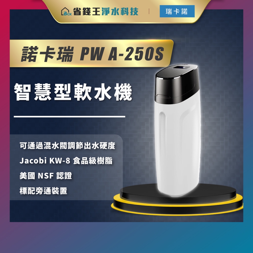 【詢問送VIP超低折數優惠】瑞卡諾 PW A-250S 智慧型軟水機 軟水機 PW250 黑色 兩年保固