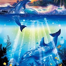 83-958 絕版夜光 300片日本正版拼圖．Lassen 海洋 海豚
