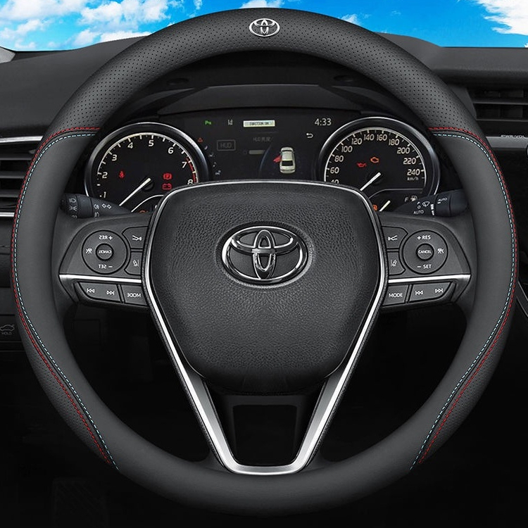 Toyota專用 真皮方向盤套 碳纖維透氣防滑套 方向盤皮套 Corolla Cross Camry RAV4 客製化